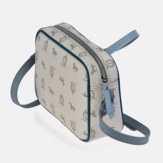 Bolso "EL CABALLO" bandolera cremallera blanco detalles azul - Imagen 2